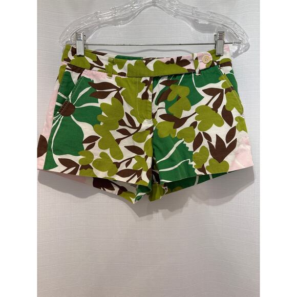 J Crew Vintage Tropical Print Preppy Pink Green Tailored Shorts Low Fit 2 - Picture 1 of 6
